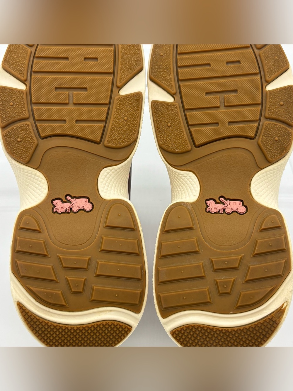 Coach C270 Tech Runner Sneakers Womens 7B Signature Monogram Pink Chunky Shoes - Picture 12 of 16